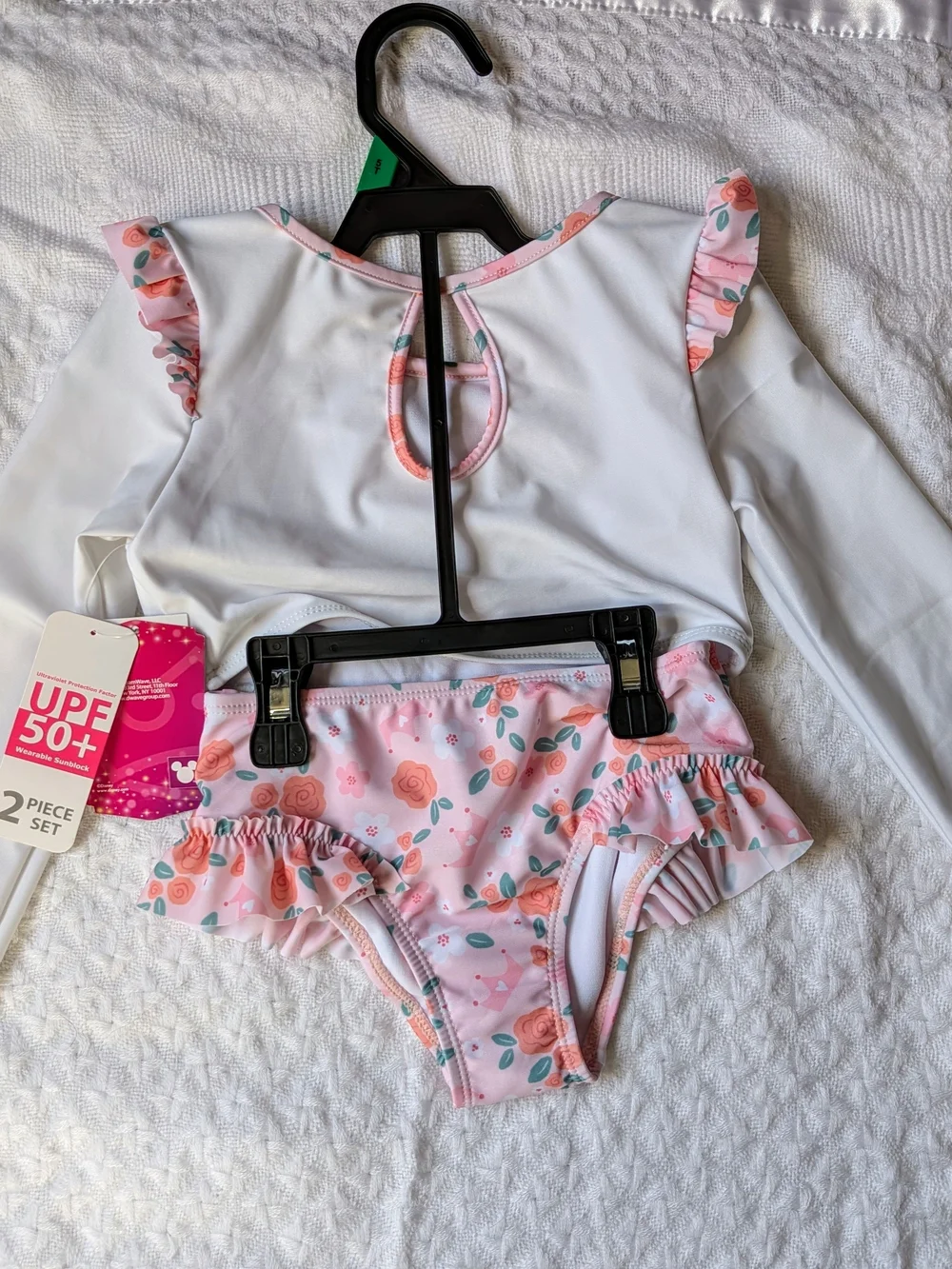 Disney Princess Pink and White Floral Two-Piece Swim Suit